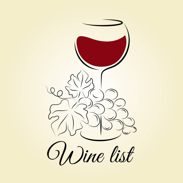 Wine glass with grape. Hand drawn concept for winery products, harvest, wine card, wine tasting, menu and logo design. - Vector, Image