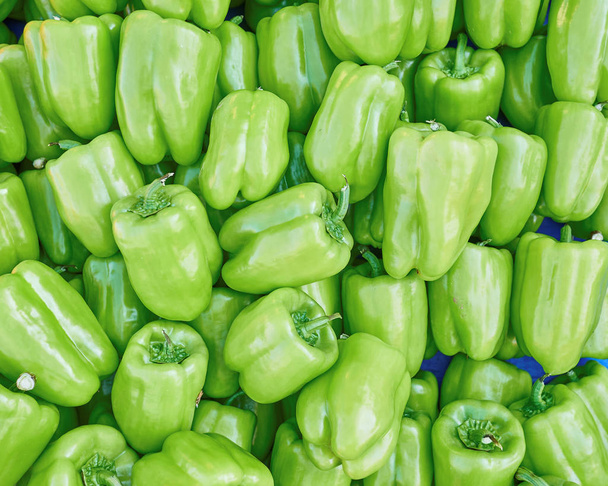 organic green bell peppers top view - Photo, Image