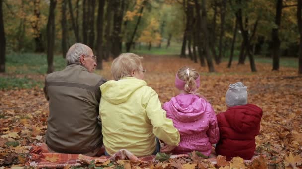 Mehrgenerationenfamilie im Herbstpark - Filmmaterial, Video