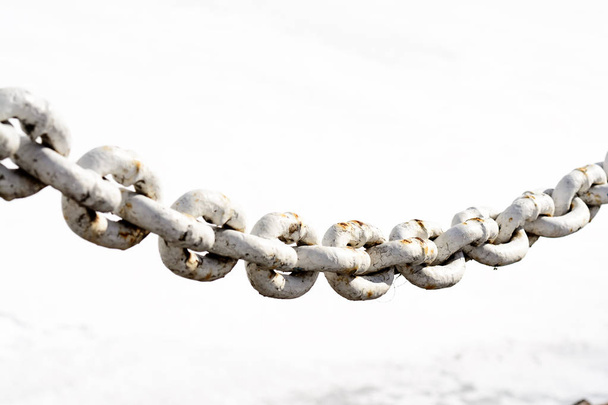 Chain Of Links Of The Old Cast-iron Isolated On White Background Stock  Photo, Picture and Royalty Free Image. Image 50099987.
