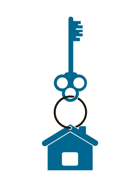 chaves do apartamento com um chaveiro na forma de uma casa
 - Vetor, Imagem