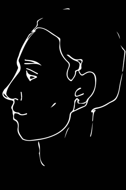 sketch to portrait of a young man's profile - Vector, Image