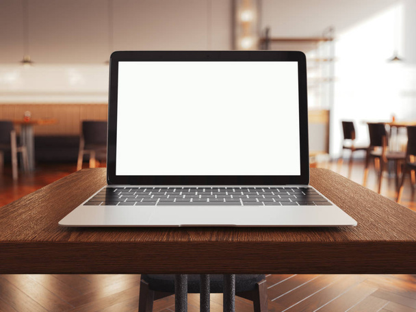 Laptop on the table 3d rendering - Foto, Imagem