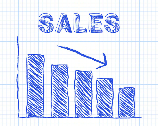 Продажи падают в бумажной графике
 - Вектор,изображение