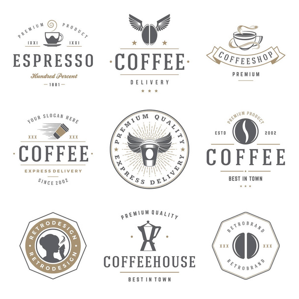 Σύνολο προτύπων λογότυπα κατάστημα καφέ. - Διάνυσμα, εικόνα