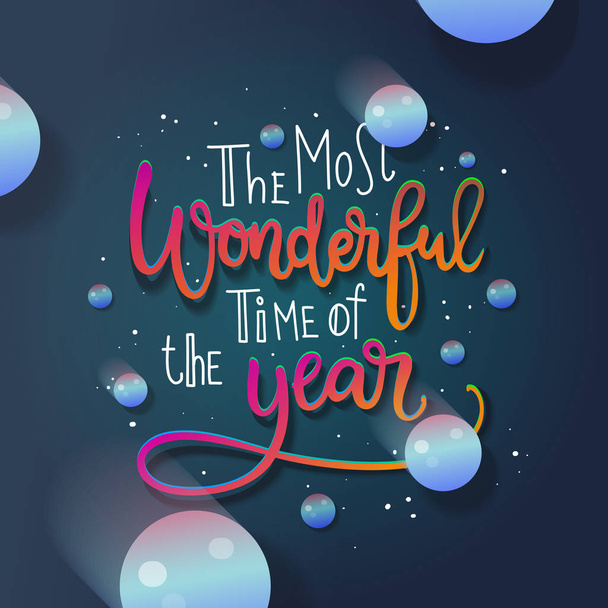 Merry Christmas and New Year Calligraphic Card Design - Vector, Image