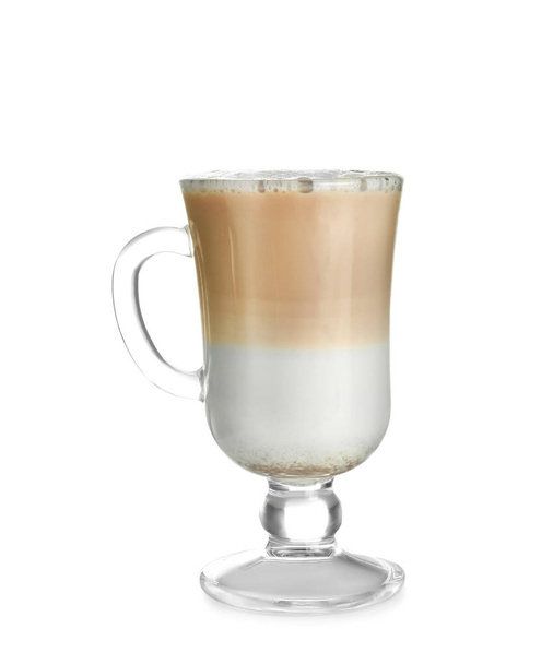 Glass with latte macchiato - 写真・画像
