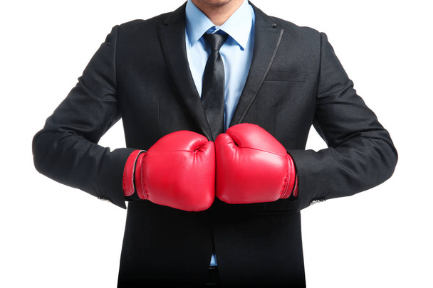 Businessman in boxing gloves  - Фото, зображення