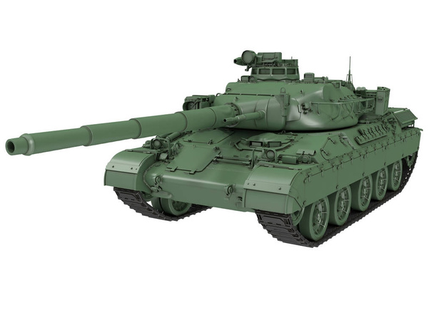 Французький військовий танк Amx 30b2 на ізольованих білим тлом. 3D ілюстрація - Фото, зображення