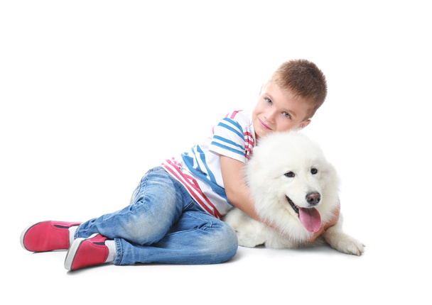 little boy with dog - Fotoğraf, Görsel