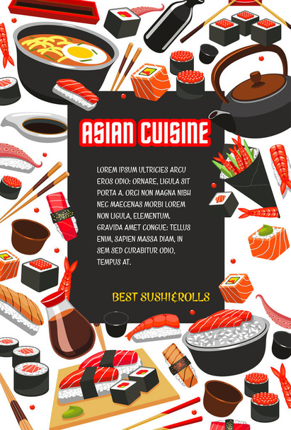 Cartel vectorial para sushi japonés Restaurante asiático
 - Vector, imagen