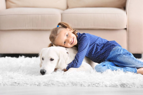 little girl with dog - Фото, зображення