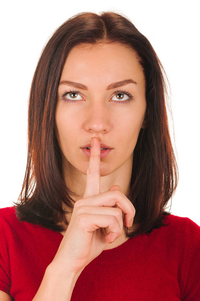 Woman shows sign of silence - Photo, image