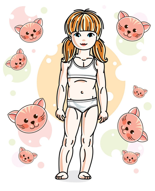 red-haired girl in underwear - Vector, Image