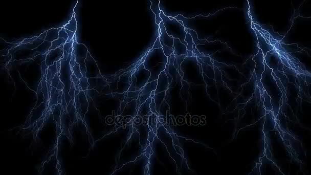 Set of three different lightning bolts isolating on black background - Footage, Video