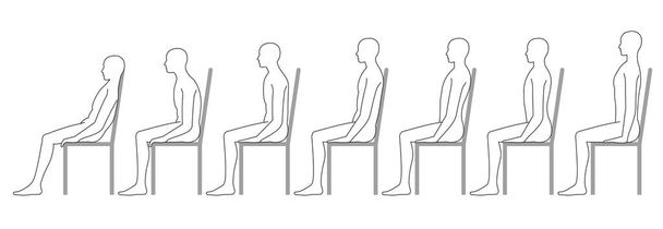 human sitting on a chair. Good posture. Bad posture. - Vector, Image