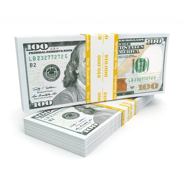 3d rendering pair of packs of US dollars - Φωτογραφία, εικόνα