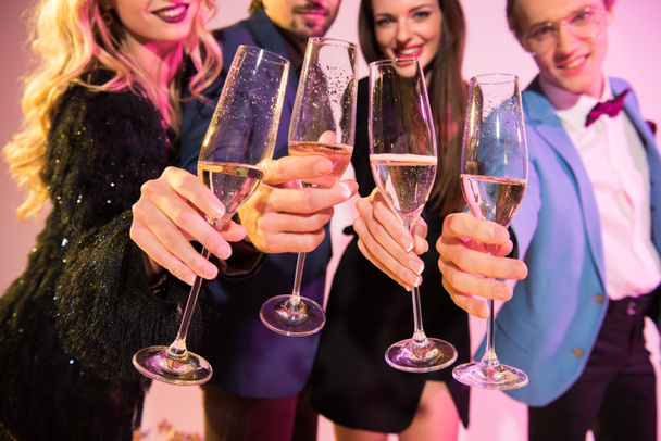 friends clinking with champagne glasses - Photo, Image