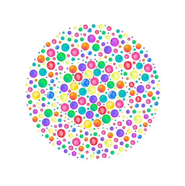 Colorful watercolor dots.  Dense retro watercolor confetti  - Photo, Image