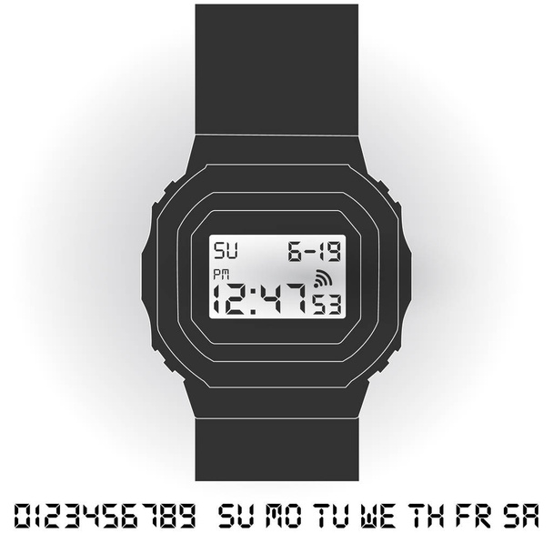  Reloj de pulsera digital electrónico
 - Vector, imagen