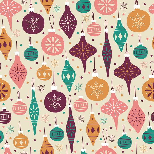 Hand Drawn Seamless Pattern with Christmas Balls. - Vektori, kuva