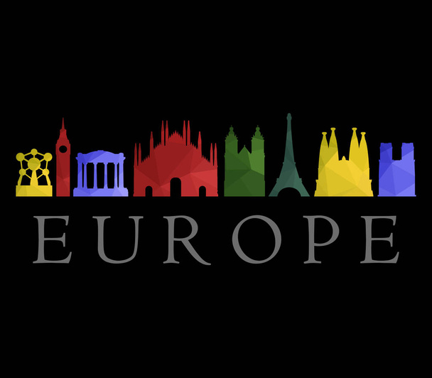 Európa skyline fehér háttér - Vektor, kép