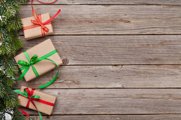 Christmas gift boxes and snow tree - Фото, зображення