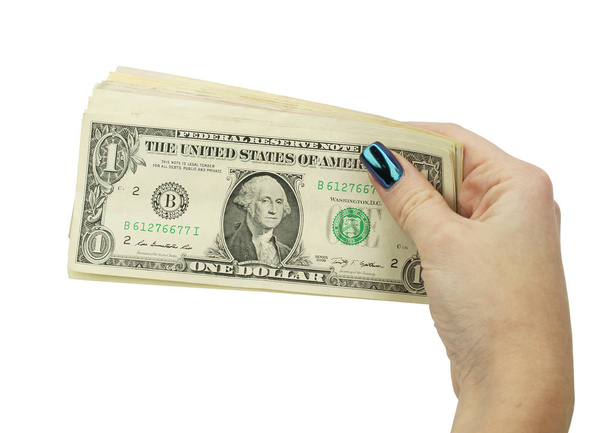 Γυναικεία χέρια θεωρούν δολάρια - Φωτογραφία, εικόνα