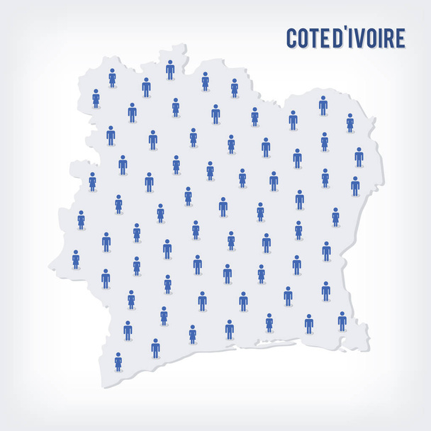 Вектор людей карта Кот-д'Івуар. Концепція населення. - Вектор, зображення