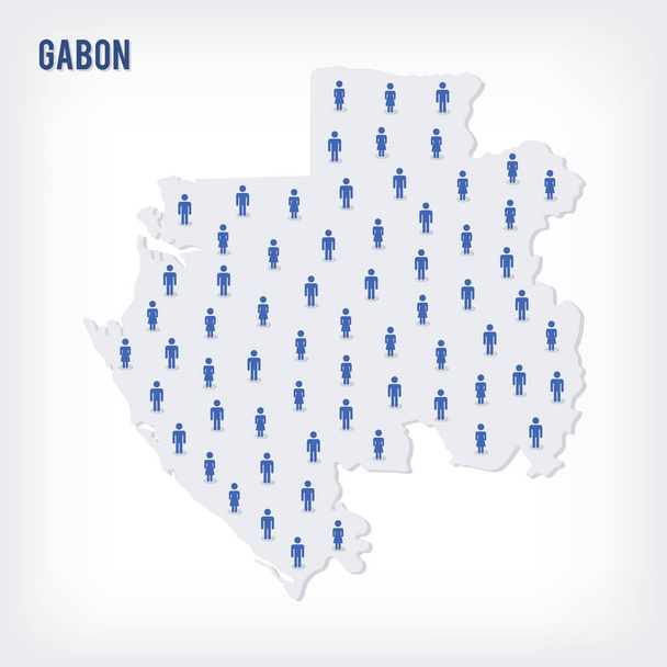 Vector χάρτη άτομα της Γκαμπόν. Η έννοια του πληθυσμού. - Διάνυσμα, εικόνα