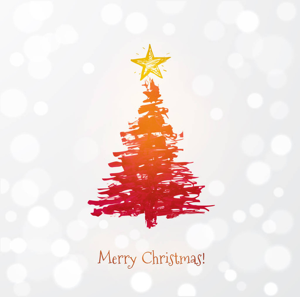 Minimalistic christmas card with christmas tree - Διάνυσμα, εικόνα