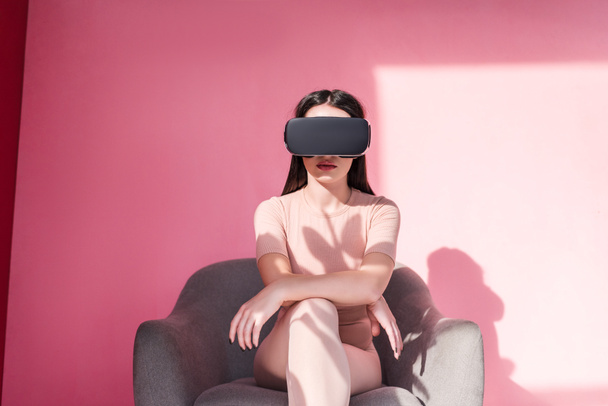 beautiful girl in vr headset - Photo, Image