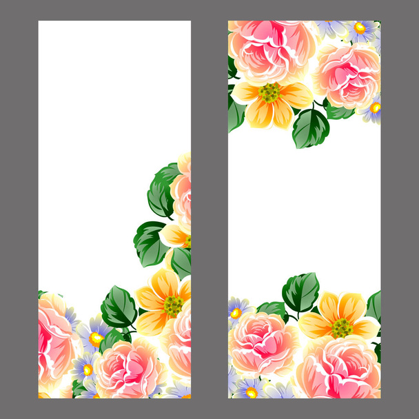 Set of floral invitation cards - Διάνυσμα, εικόνα