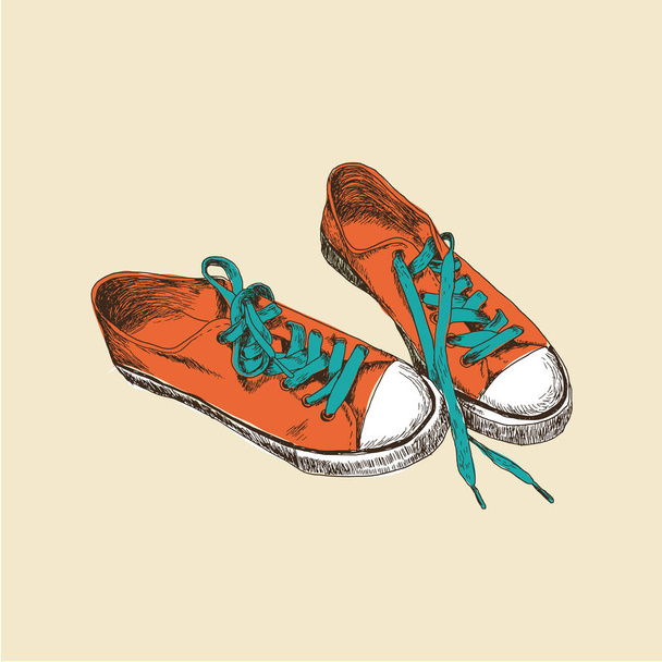 Hand drawn sneakers - Vector, Image