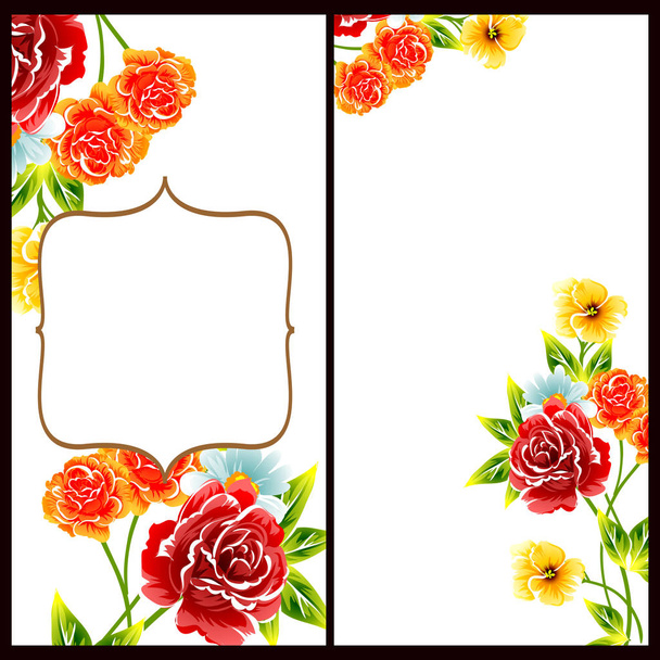Set of floral invitation cards - Vecteur, image