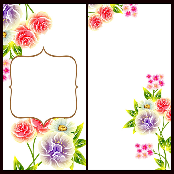 Set of floral invitation cards - Vector, imagen