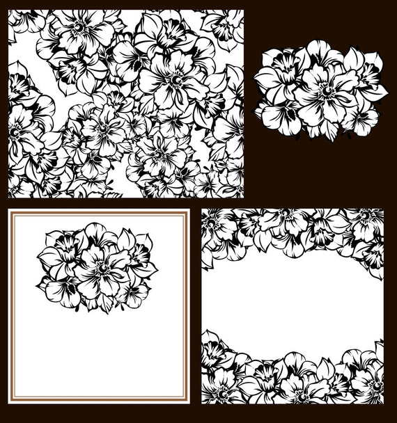 Set of floral invitation cards - Vektor, kép