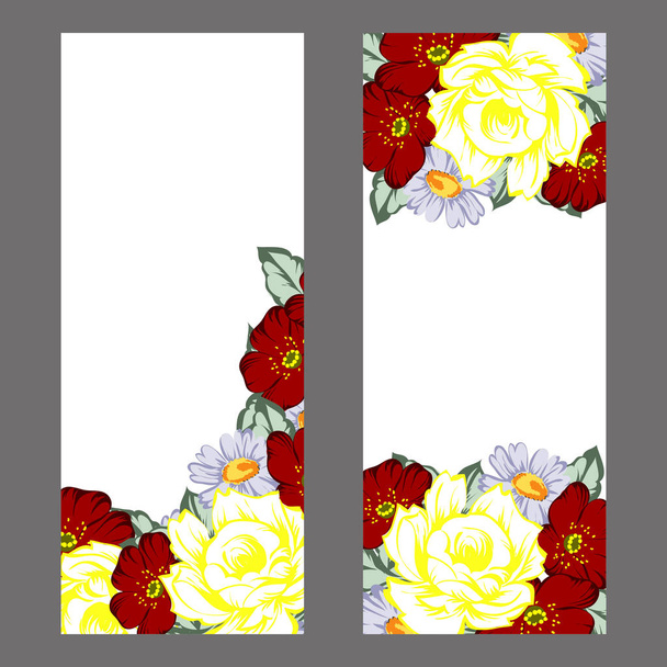 Set of floral invitation cards - Vetor, Imagem