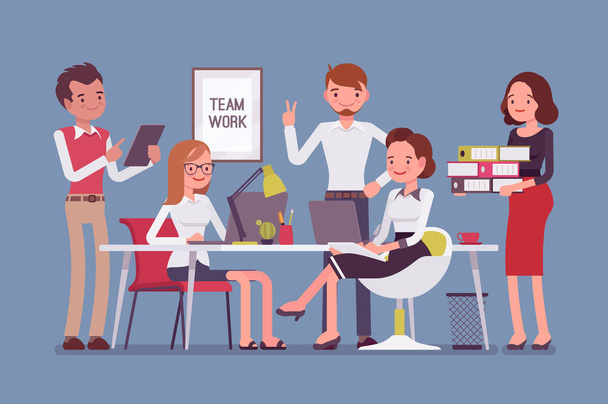 teamwerk in office - Vector, afbeelding
