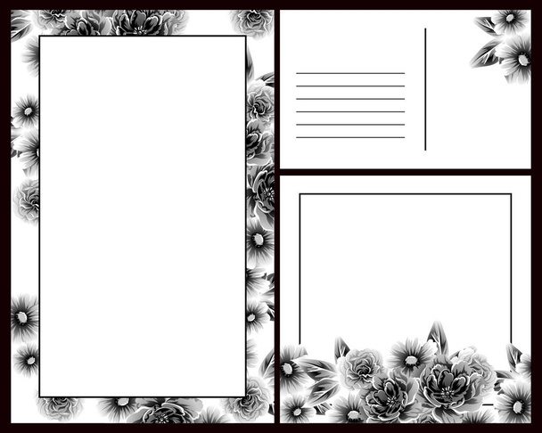 Set of floral invitation cards - Vektori, kuva