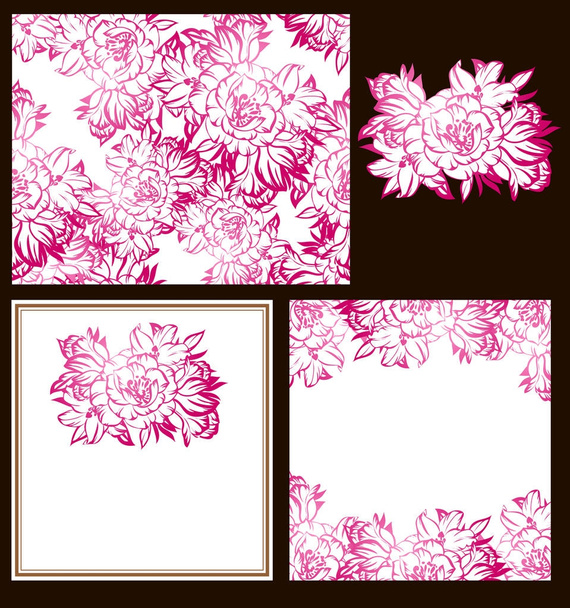 Set of floral invitation cards - Vector, Image