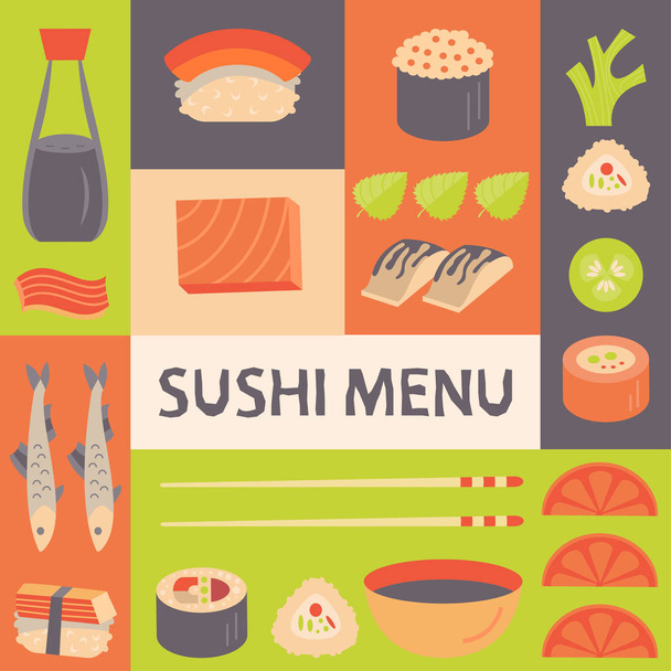Japon suşi ve Sashimi arka plan - Vektör, Görsel