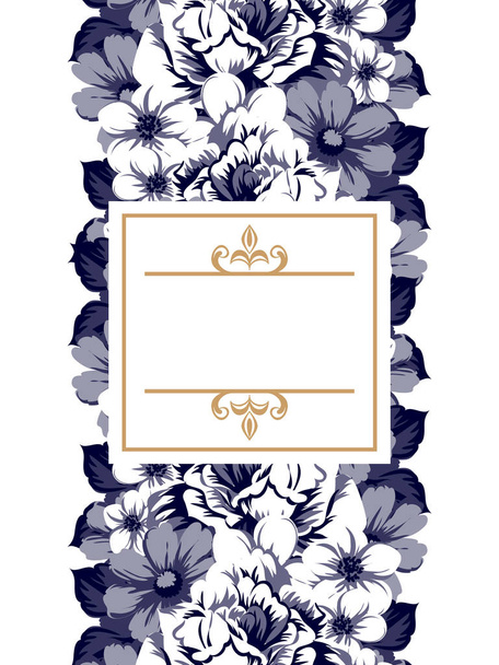 Vintage style ornate flower wedding card. Floral elements in contour - Vektor, kép