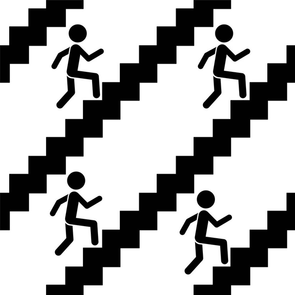 Patrón sin costuras. Hombre y escaleras
 - Vector, Imagen