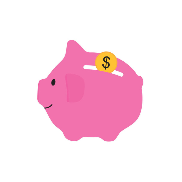 pink piggy bank with coin icon- vector illustration - Vector, Image