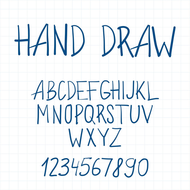 Dynamic hand drawn brush pen uppercase font with number - Vector, Image