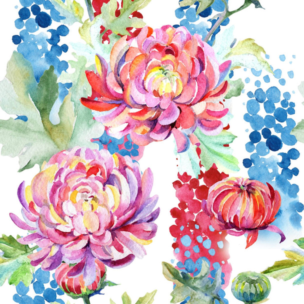 Wildflower chrysant bloemenpatroon in een aquarel stijl. - Foto, afbeelding