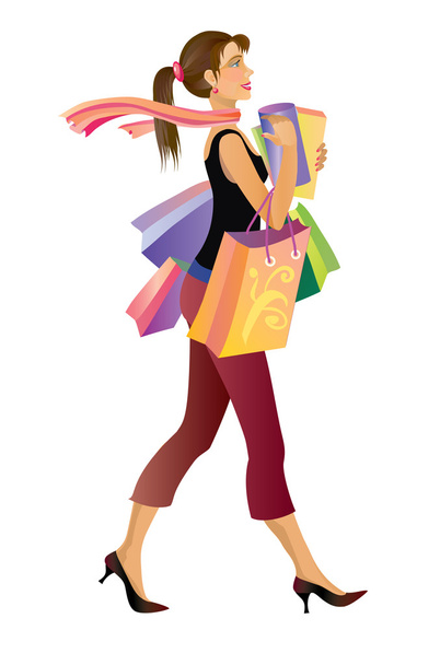 Shopping-Girl - Vektor, Bild
