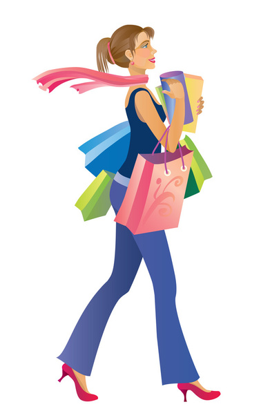 Shopping-Girl - Vektor, Bild