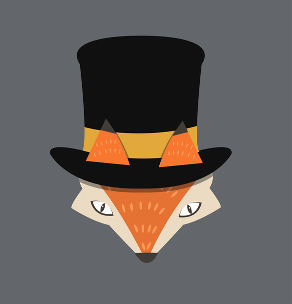 fox head with hat - Vector, Imagen